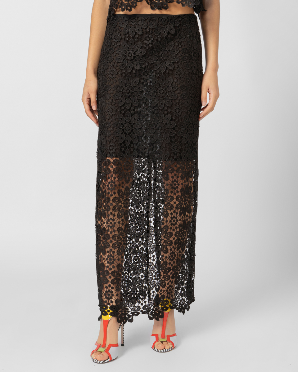 ★LUV IS TRUE★ CURVED L LACE MIDI SKIRTNAVY CURVED L LACE MIDI SKIRT(NAVY) - LUVISTRUE